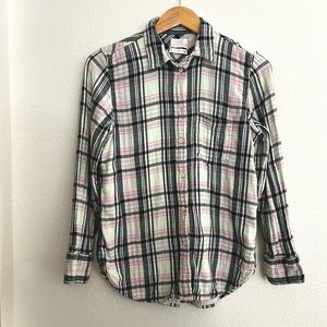 J. Crew Classic Fit Plaid Shirt Double Faced Cotton Mint Tartan